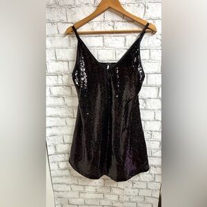 Harlow Black Sequin Spaghetti Strap Mini Dress